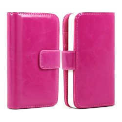 iPhone 4 4S Seperable 2 in1 Flip Leather Wallet Case (Hot Pink)